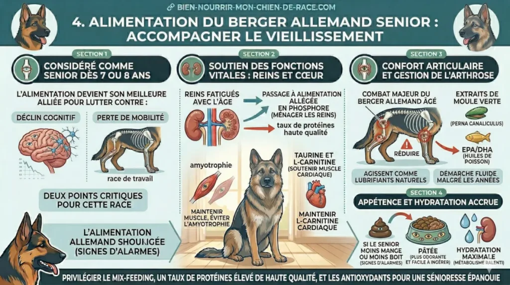 accompagnement nutritionnel du Berger Allemand senior
