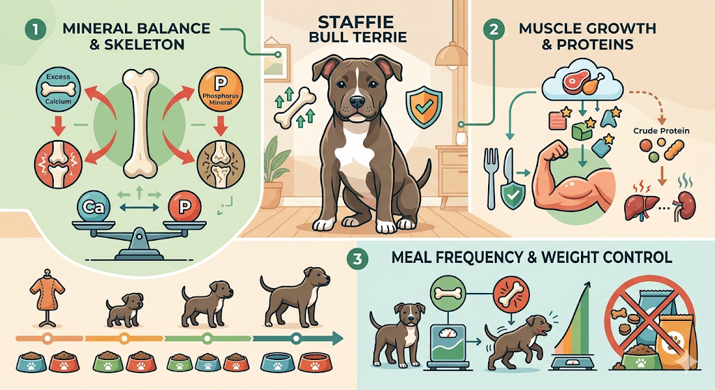 infographie guide de l alimentation du chiot staffie